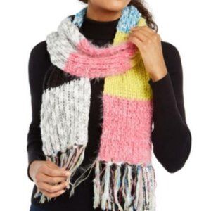 MSRP $39 Inc Colorblocked Fringe Muffler Scarf One Size